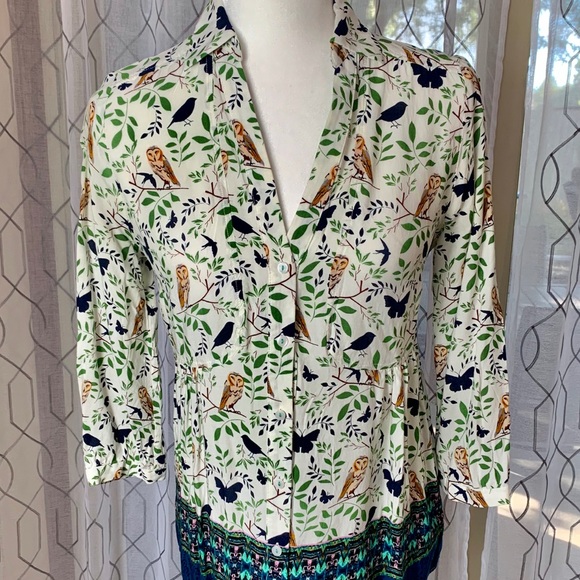 Maeve Tops - Anthropologie Maeve Button Front Owl Top 4
